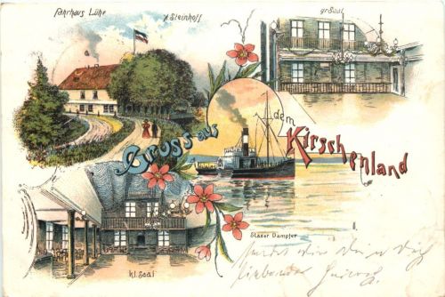 Fährhaus Lühe - Gruss aus dem Kirschenland - Litho- Jork