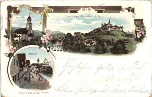 Gruss aus Steinbach bei Hall - Litho