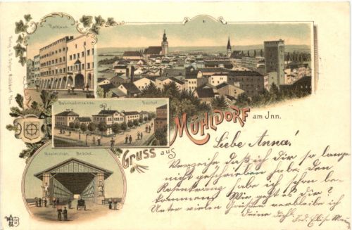 Gruss aus Mühldorf am Inn - Litho