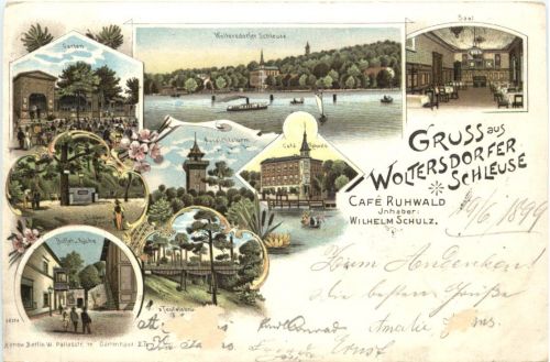 Gruss aus der Woltersdorfer Schleuse - Litho