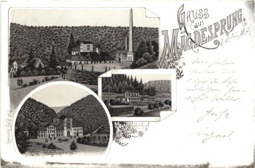 Gruss aus Mägdesprung - Litho - HArzgerode