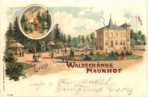 Gruss aus der Waldschänke Naunhofa - Litho