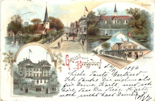 Gruss aus Bergedorf - Litho