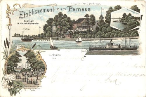 Schulau - Etablissement zum PArnass - Litho