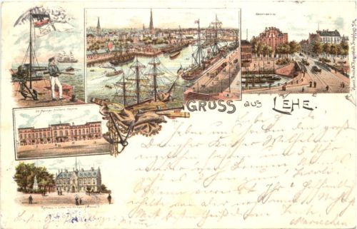 Gruss aus Lehe - Litho - Bremerhaven