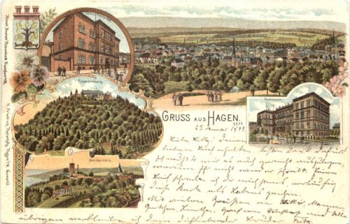 Gruss aus Hagen in Westfalen - Litho