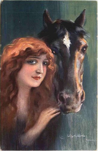 Frau mit Pferd