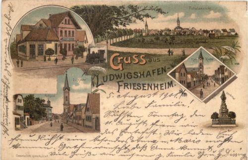 Gruss aus Ludwigshafen - Friesenheim - Litho