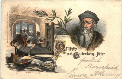 Gruss von der Gutenberg Feier 1900
