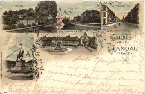 Gruss aus Landau Pfalz - Litho