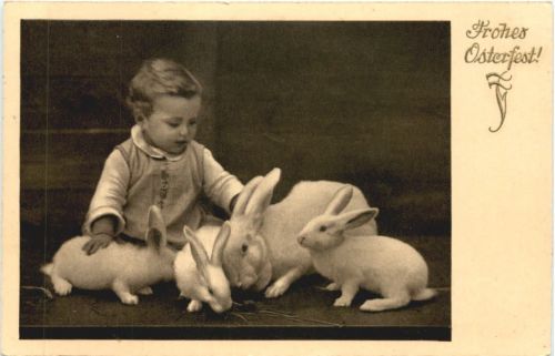 Ostern - Kind mit Hasen