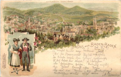 Gruss aus Baden-Baden - Litho