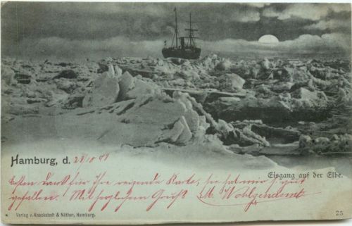 Hamburg - Eisgang auf der Elbe