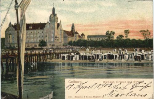 Colberg - Kurhaus Brücke und Strand