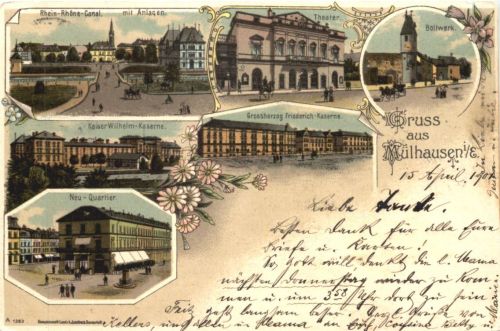 Gruss aus Mülhausen im Elsass - Litho