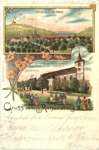 Gruss vom Michaelsberg - Litho - Untergrombach - Bruchsal