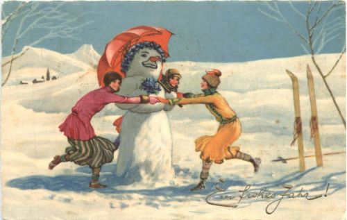 Neujahr Jahr - Schneemann