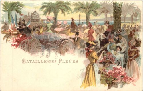 Nice - Bataille des Fleurs - Litho