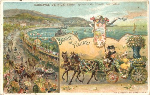 Carneval de Nice - Bataille de Fleurs - Litho