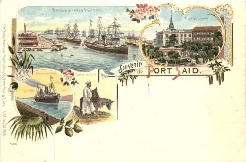 Egypt - Souvenir de Port Said - Litho