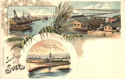Egypt - Souvenir de Suez - Litho