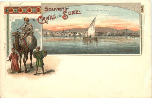 Egypt - Souvenir du Canal de Suez - Litho