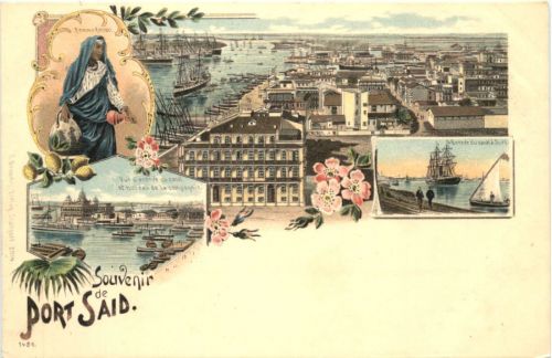 Egypt - Souvenir de Port Said - Litho
