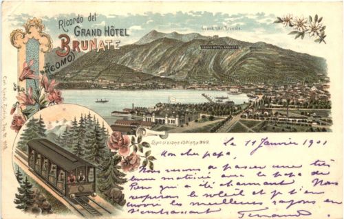 Ricordo del Grand Hotel Brunate Como - Litho - Verlag Carl Künzli