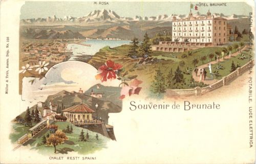 Souvenir de Brunate Como - Litho