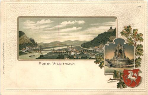Porta Westfalica - Litho - Prägekarte