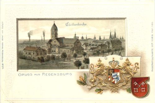 Gruss aus Regensburg - Litho - Prägekarte