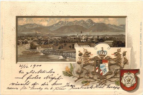 Rosenheim - Litho - Prägekarte