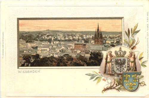 Wiesbaden - Litho - Prägekarte