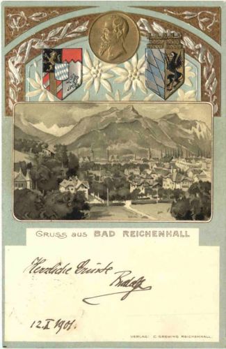 Bad Reichenhall - Litho - Prägekarte