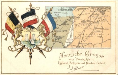 Grenze Deutschland Holland Belgien und Neutral Gebiet - Litho