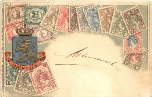 Briefmarken Nederland - Litho Prägekarte