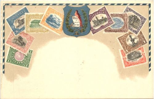 Briefmarken Guatemala - Litho Prägekarte