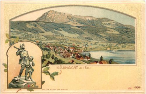 Küsnacht mit Rigi - Litho Prägekarte
