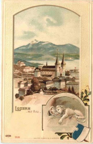 Luzern - Litho Prägekarte