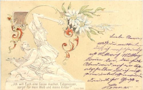 Schweiz - Litho Prägekarte