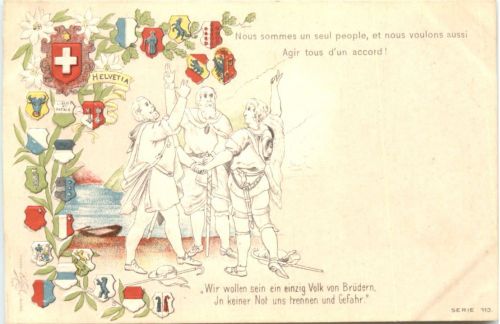 Schweiz - Litho Prägekarte