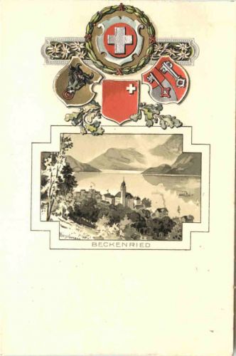 Beckenried - Litho Prägekarte