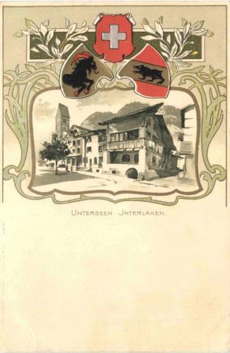 Interlaken Unterseen - Litho Prägekarte