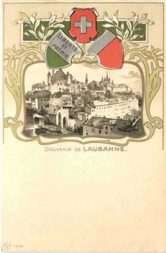 Souvenir de Lausanne - Litho Prägekarte