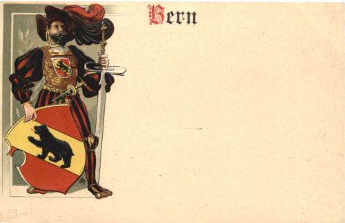 Kanton Bern Wappen - Litho Prägekarte