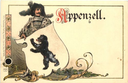 Kanton Appenzell Wappen - Litho