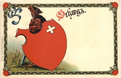 Kanton Schwyz Wappen - Litho
