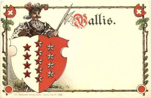 Kanton Wallis Wappen - Litho