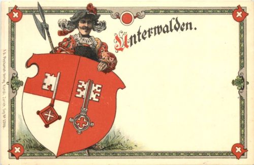 Kanton Unterwalden Wappen - Litho