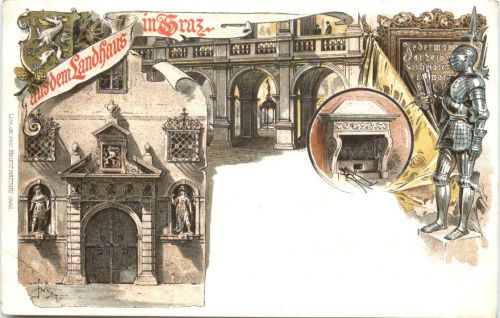 Gruss aus dem Landhaus in Graz - Litho